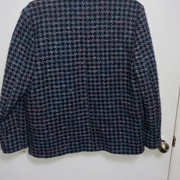 Vintage Wool Houndstooth Plaid Single Breasted Blazer Size 10 - Picture 10 of 10